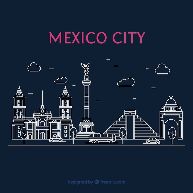 Flat mexico city at night background