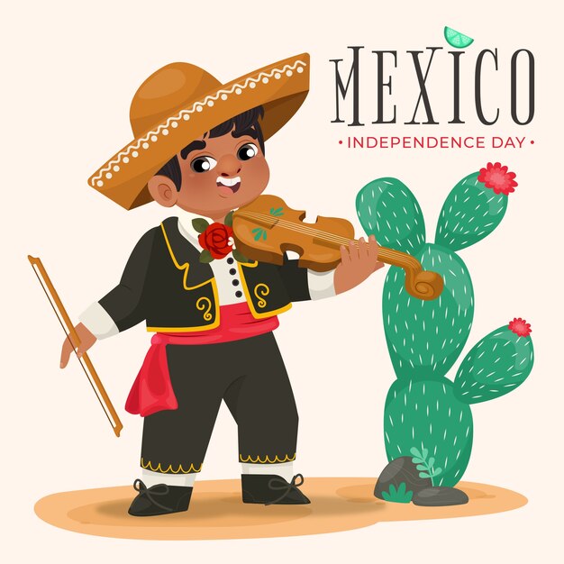 Flat mexico independence illustration
