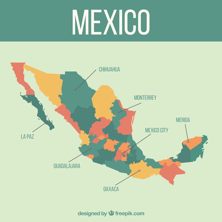無料Vector フラットメキシコの地図の背景
