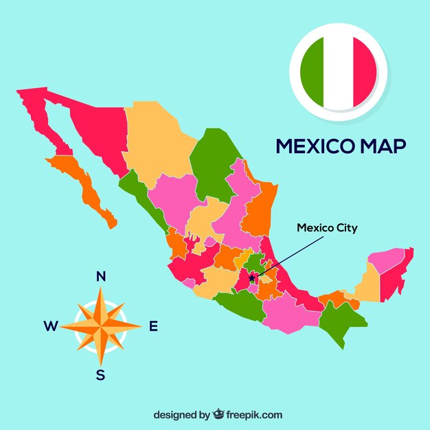 Flat mexico map background