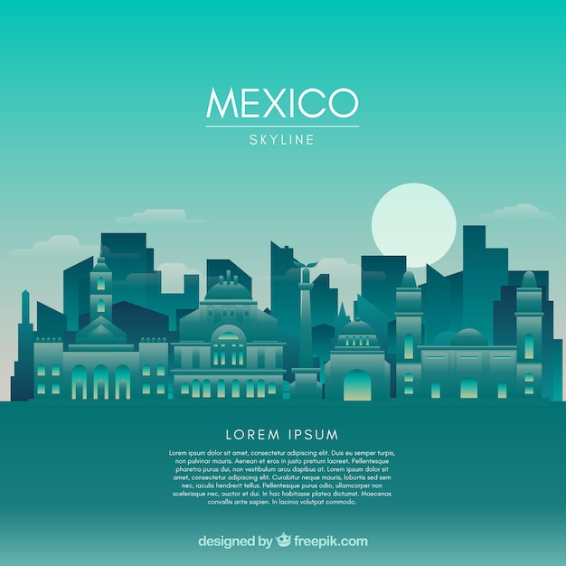 Free vector flat mexico skyline background