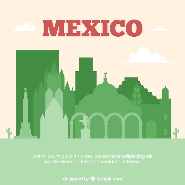 Free vector flat mexico skyline background