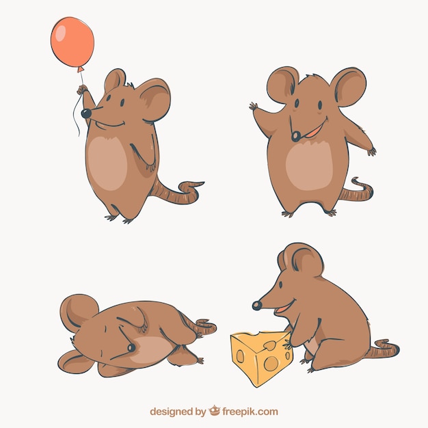 Free vector flat mice collection with different poses