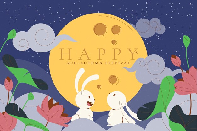 Flat mid-autumn festival background