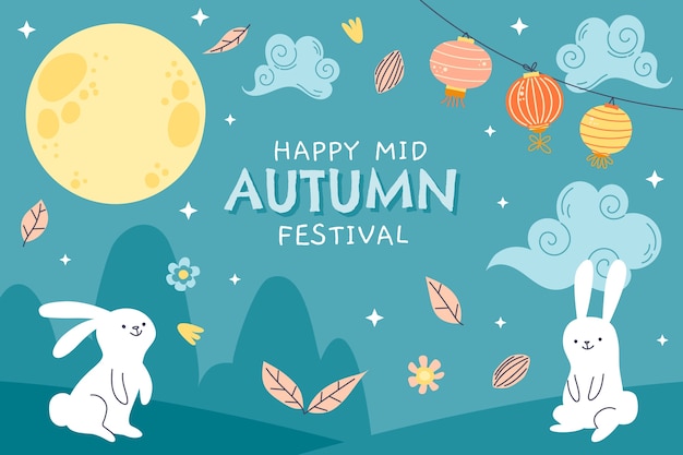 Flat mid-autumn festival background