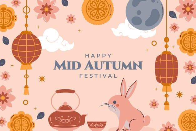 Flat mid-autumn festival background