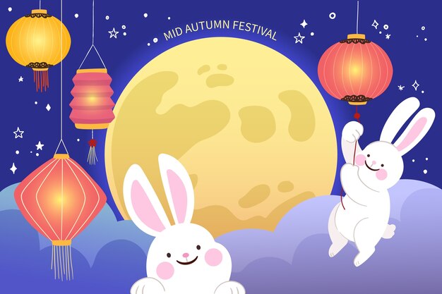 Flat mid-autumn festival background