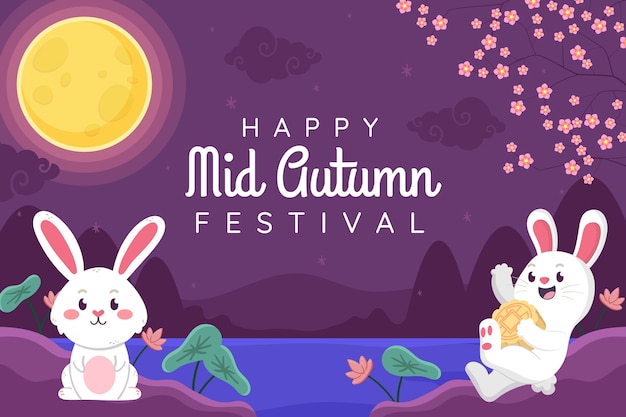 Flat mid-autumn festival background