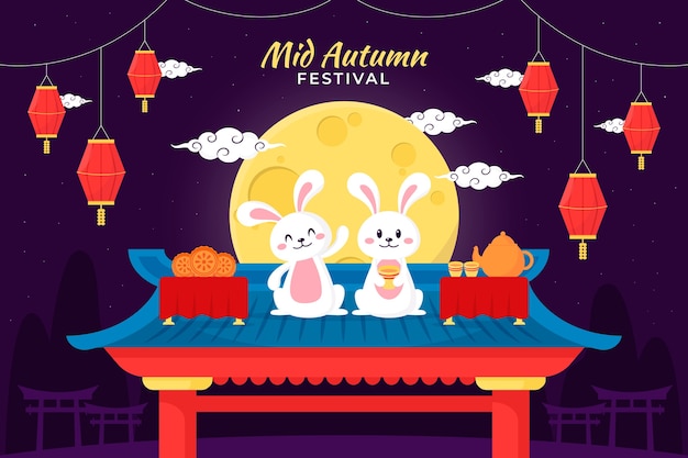 Flat mid-autumn festival background