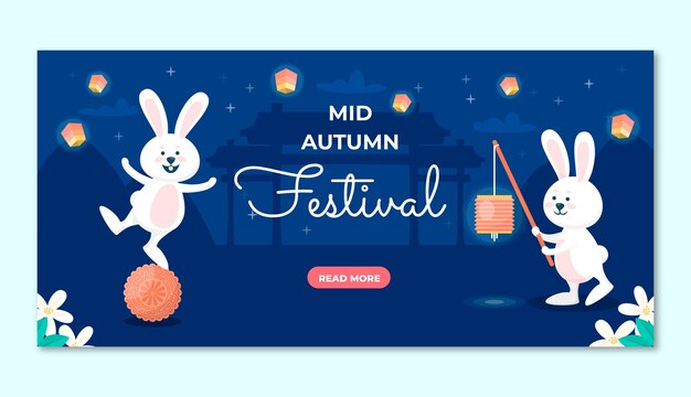 Flat mid-autumn festival horizontal banner template