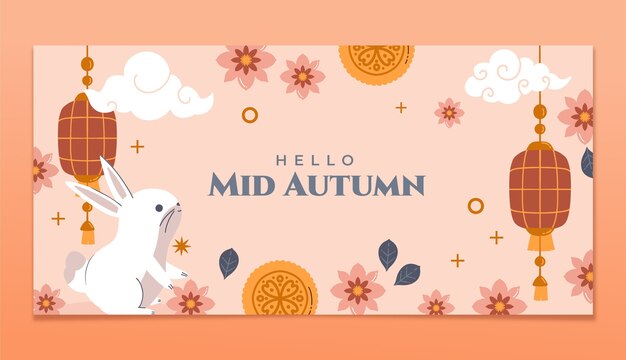 Modello di banner orizzontale piatto festival di metà autunno