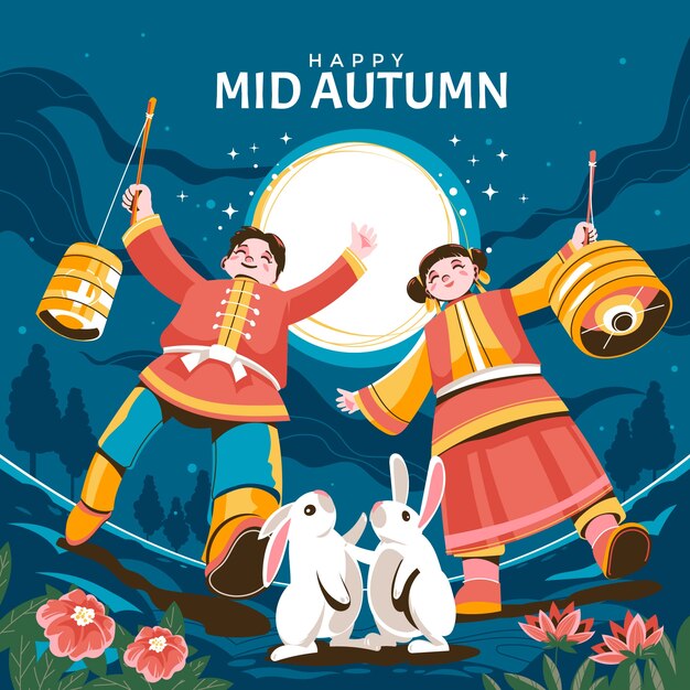 Flat mid-autumn festival illustration