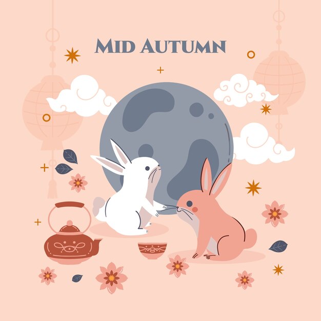 Flat mid-autumn festival illustration