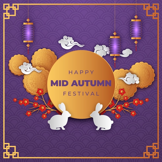 Free vector flat mid-autumn festival illustration