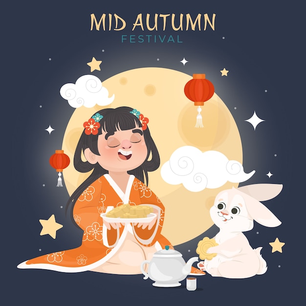 Flat mid-autumn festival illustration