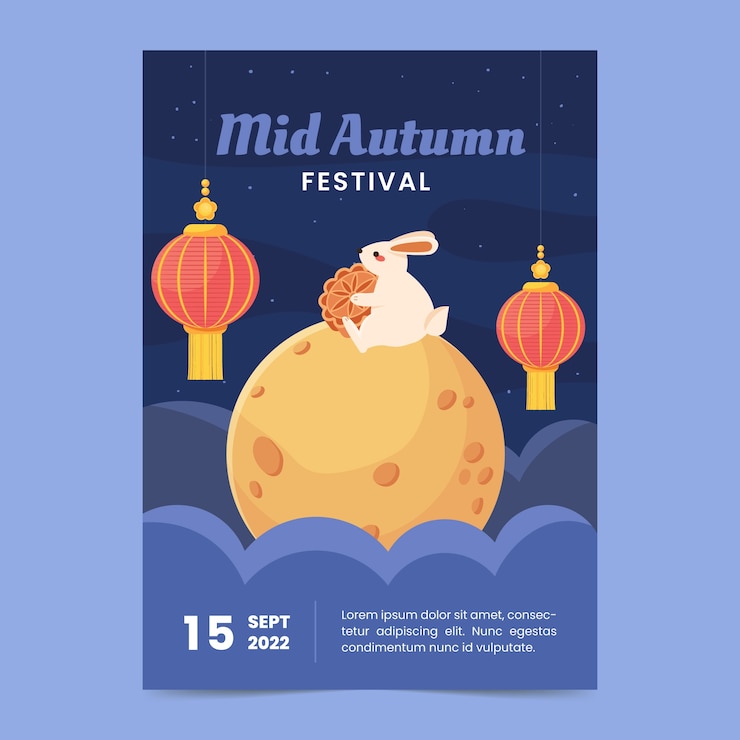 Free Vector flat mid-autumn festival poster template