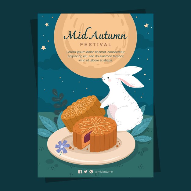 Flat mid-autumn festival vertical poster template