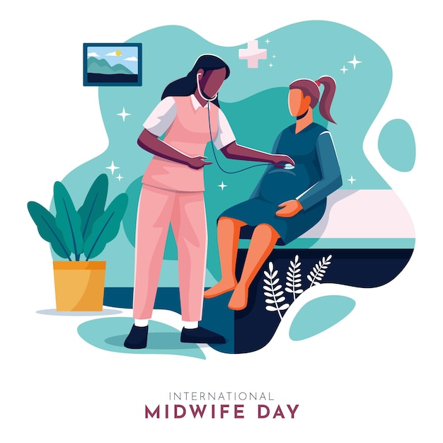 Flat midwives day illustration