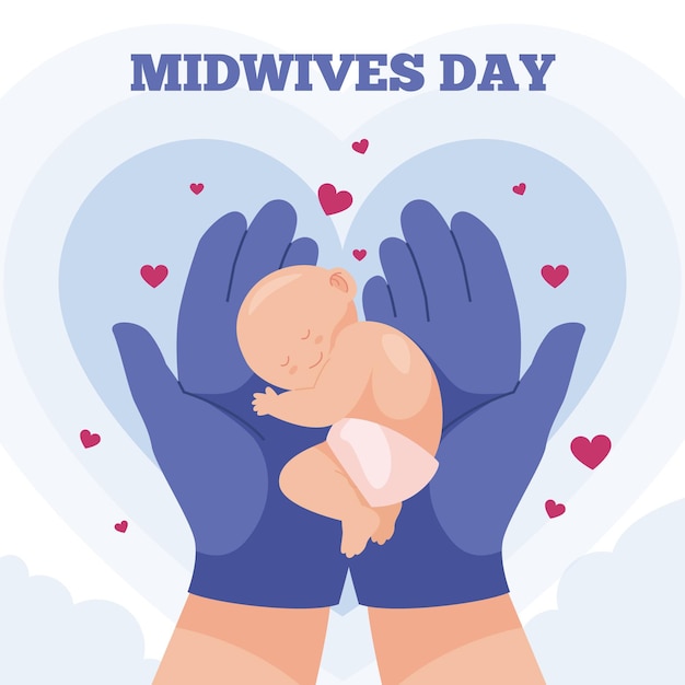 Free vector flat midwives day illustration