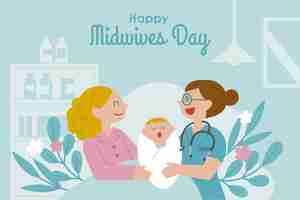 Free vector flat midwives day illustration