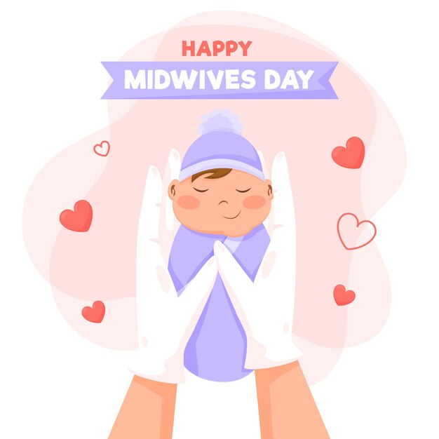 Flat midwives day illustration