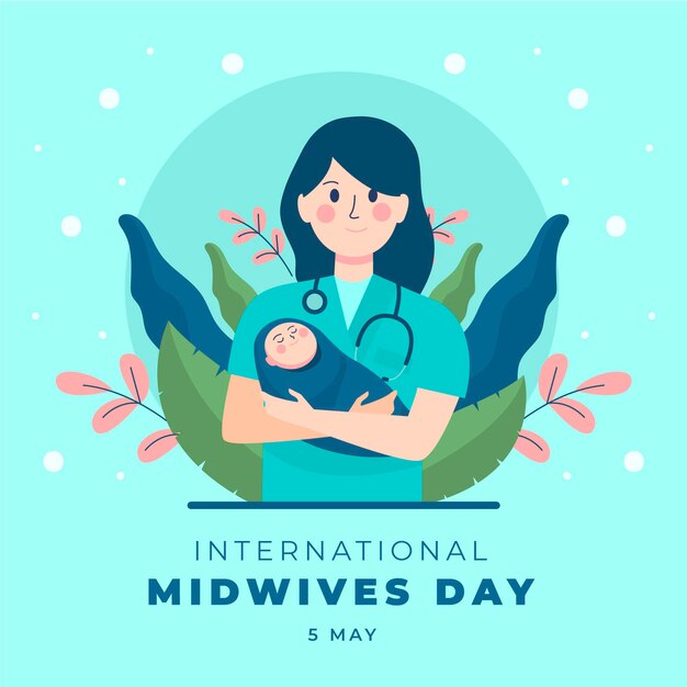 Flat midwives day illustration