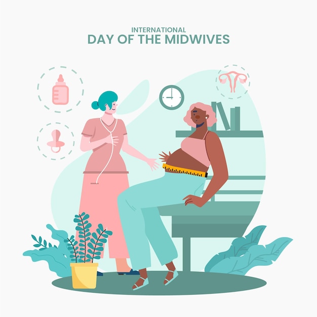 Flat midwives day illustration