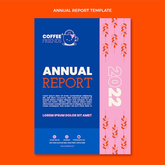 Flat minimal annual report template for coffee shop