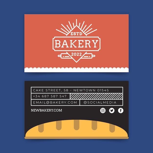 Free vector flat minimal bakery business card template