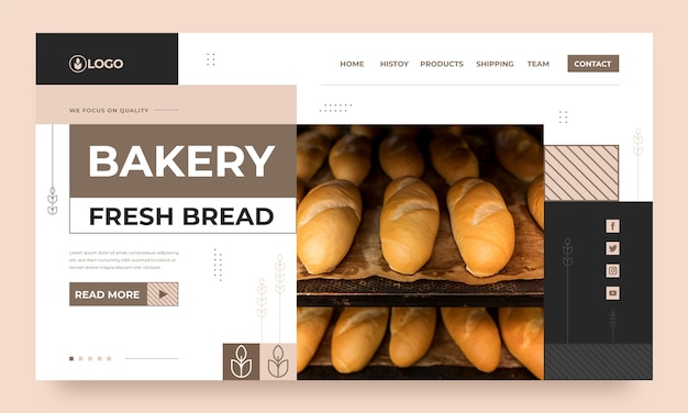 평면 최소한의 빵집 방문 페이지 템플릿