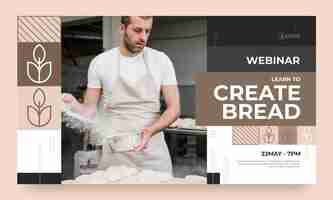 Free vector flat minimal bakery webinar template