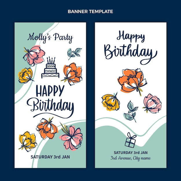 Flat minimal birthday banners vertical