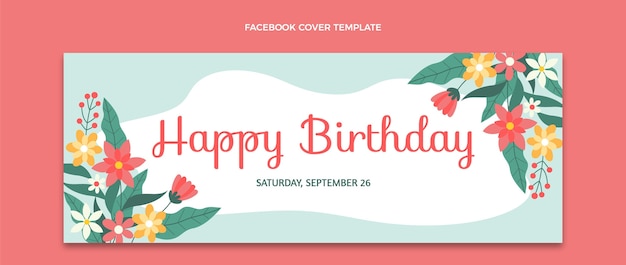 flat minimal birthday facebook cover