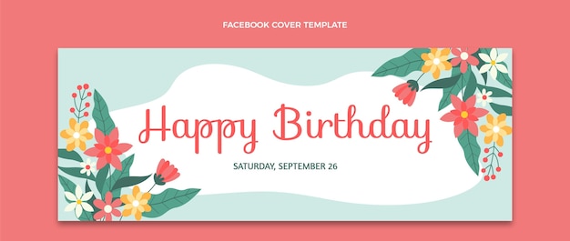 Vettore gratuito copertina facebook piatta minimal compleanno