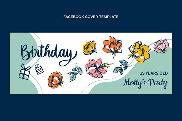 Vettore gratuito copertina facebook piatta minimal compleanno