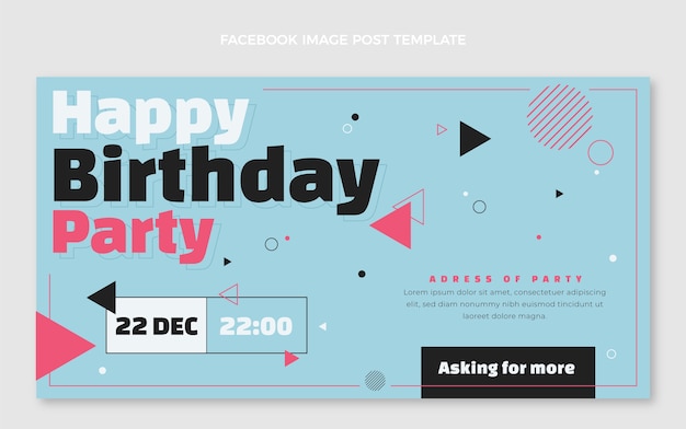 Free vector flat minimal birthday facebook post