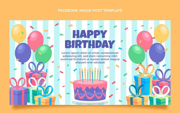 Free vector flat minimal birthday facebook promo