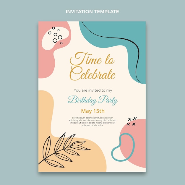 Free vector flat minimal birthday invitation