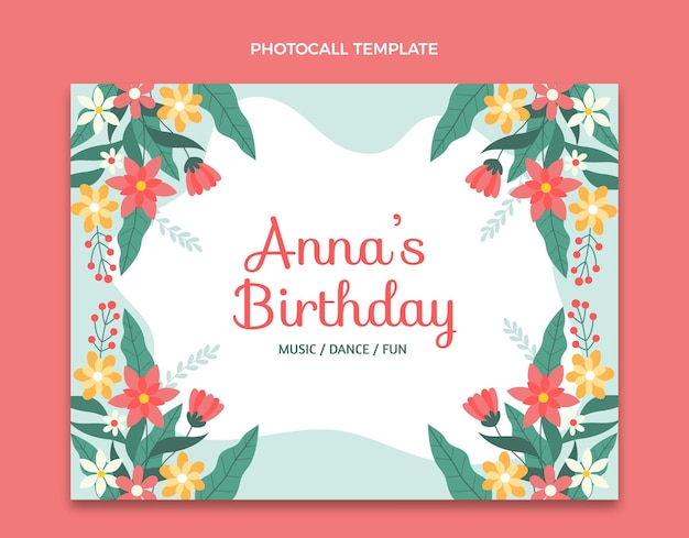 Free vector flat minimal birthday photocall