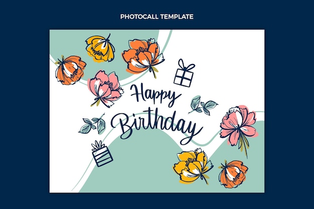 Free vector flat minimal birthday photocall