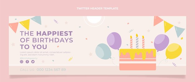 Flat minimal birthday twitter header