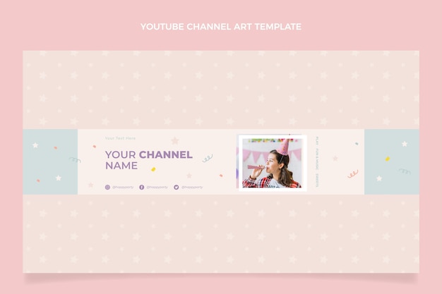 Flat minimal birthday youtube channel art