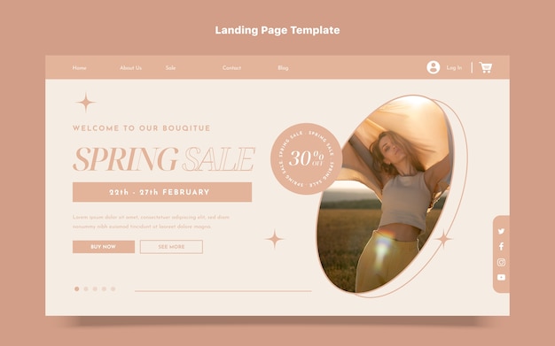 Flat minimal boutique landing page template