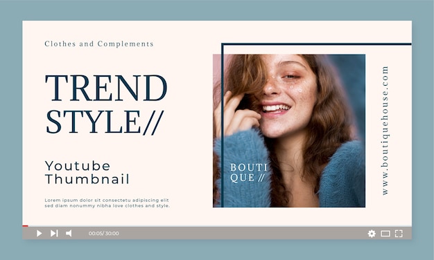 Free vector flat minimal boutique youtube thumbnail