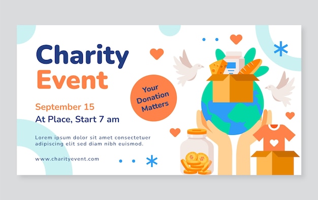 Free vector flat minimal charity event facebook post