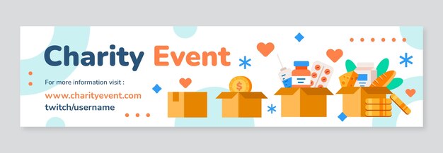 Flat minimal charity event twitch banner