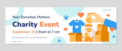 Free vector flat minimal charity event twitter header