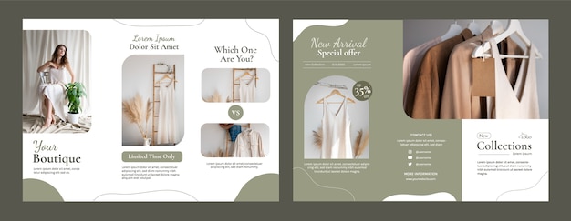 Flat minimal clothing boutique brochure template