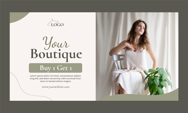 Free vector flat minimal clothing boutique social media promo template