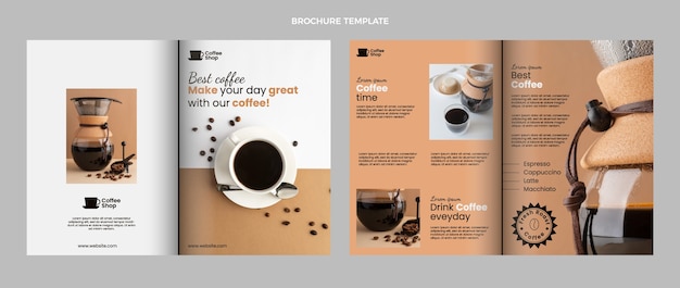 Vettore gratuito modello di brochure piatto minimal caffetteria